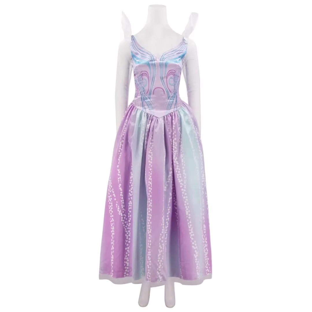 Fantasy Cosplay Dress with Fitted Bodice and Layered Skirt, Sparkling Accents