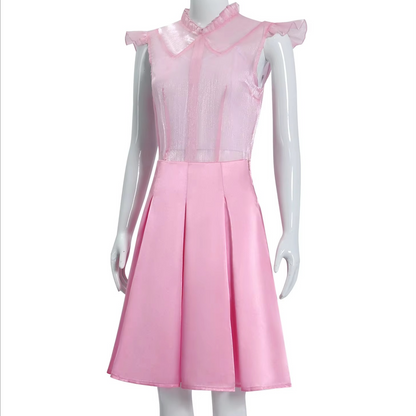 Fantasy Cosplay Dress with Fitted Bodice and Layered Skirt, Sparkling Accents