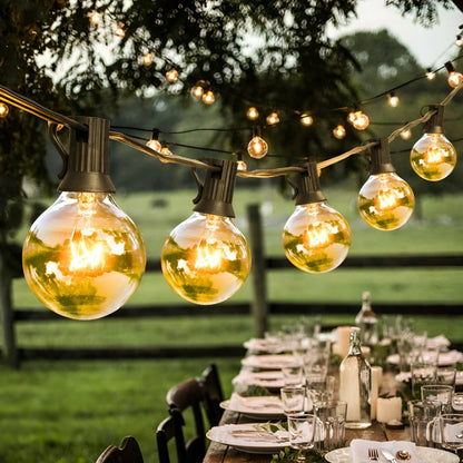 Warm White LED String Lights with Shatterproof Plastic Bulbs and Connectable Cord