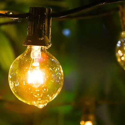 Warm White LED String Lights with Shatterproof Plastic Bulbs and Connectable Cord