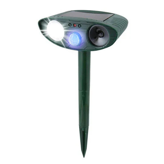 Motion-Activated Rabbit Deterrent with Solar Panel and Flashing Light