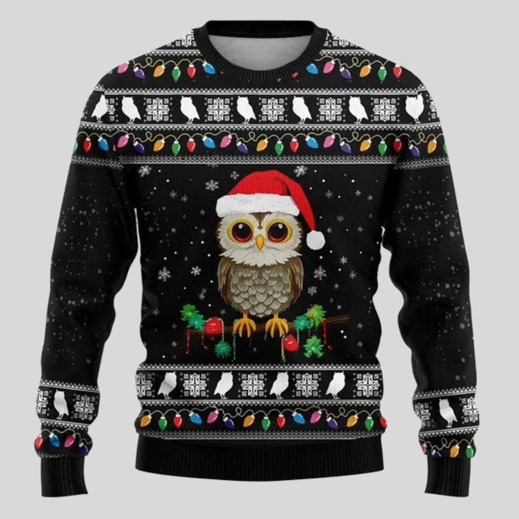 Men's Crew Neck Sweater with Polar Bear Graphic and Festive Pattern
