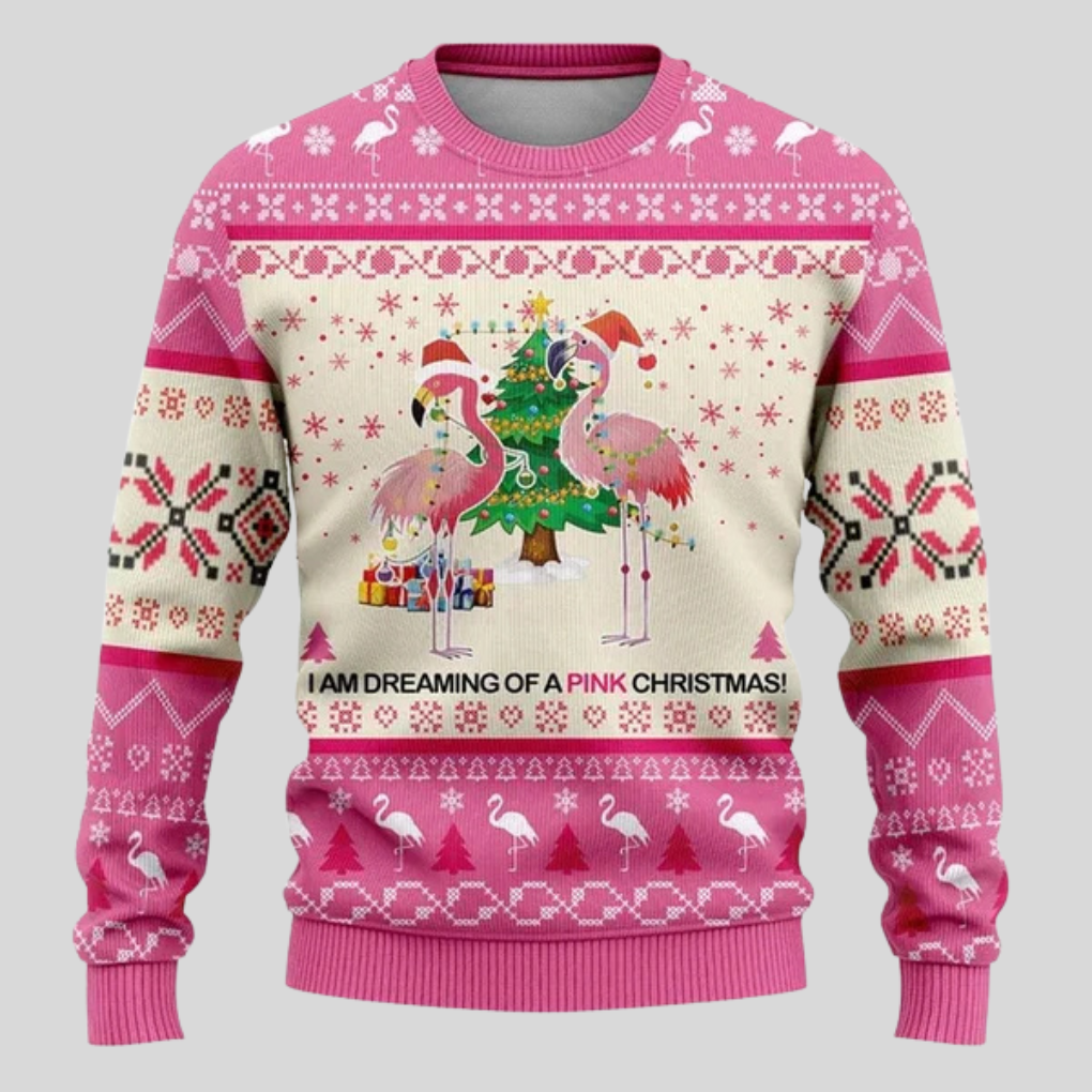 Men's Crew Neck Sweater with Polar Bear Graphic and Festive Pattern