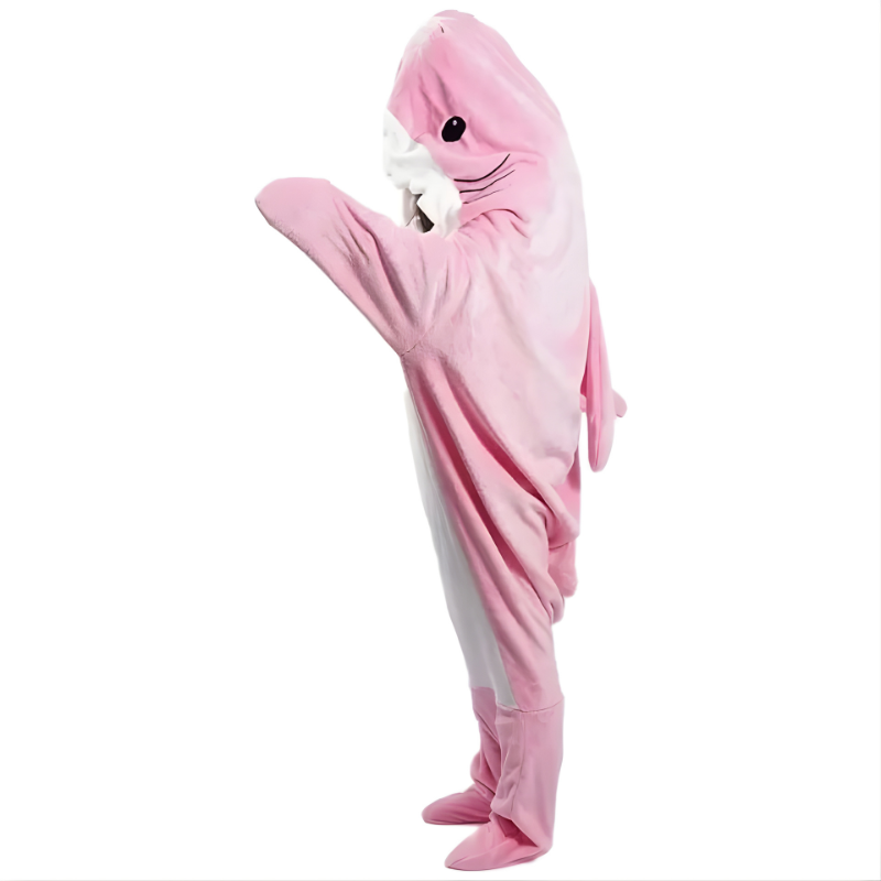 Shark-Shaped Hoodie Blanket with Full Leg Coverage and Arm Freedom, Machine Washable