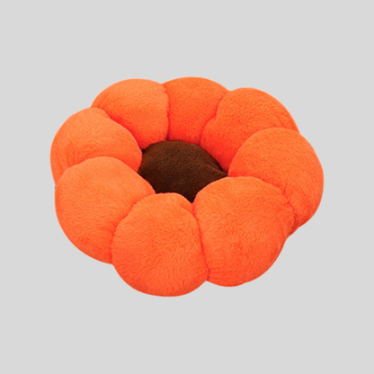 Petal Rim Cat Bed with Plush Polyester Fill and Circular Base