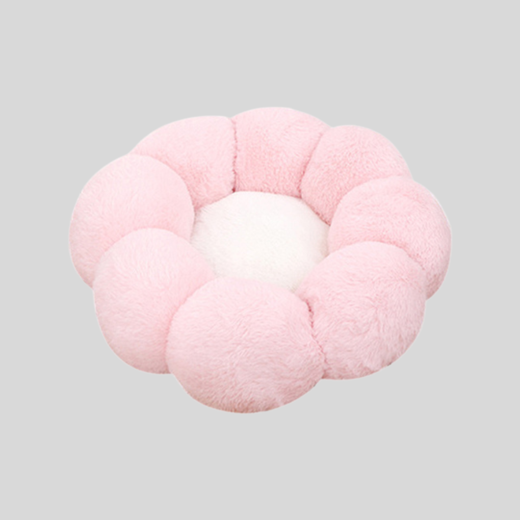 Petal Rim Cat Bed with Plush Polyester Fill and Circular Base