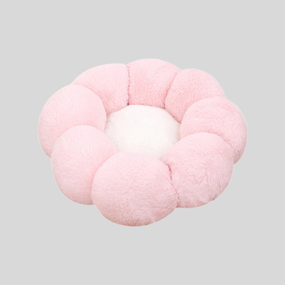 Petal Rim Cat Bed with Plush Polyester Fill and Circular Base