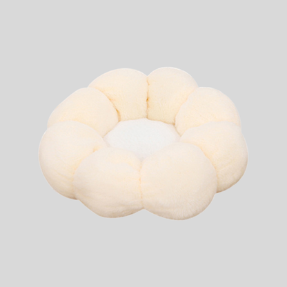 Petal Rim Cat Bed with Plush Polyester Fill and Circular Base