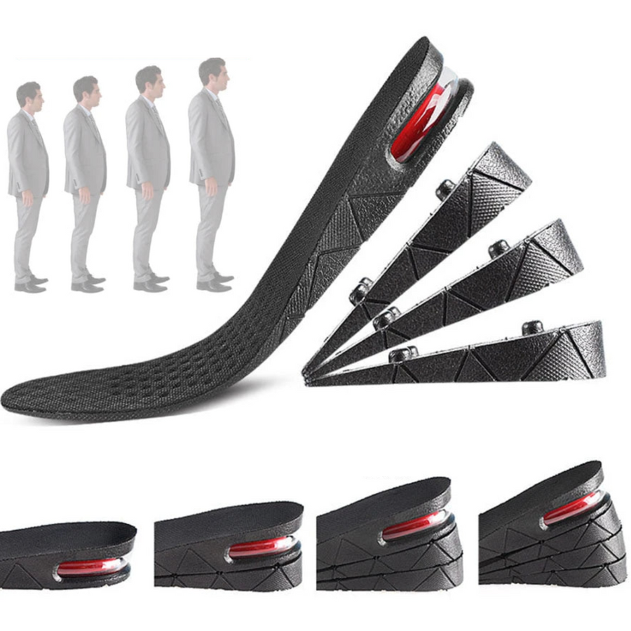 Adjustable Shoe Lift Insoles with Air Circulation and Shock Absorbing Base, Sizes 4.5-9US