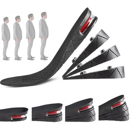 Adjustable Shoe Lift Insoles with Air Circulation and Shock Absorbing Base, Sizes 4.5-9US