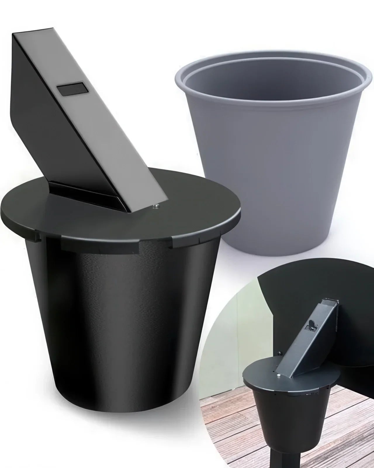 Enclosed Grease Bucket with Reusable Silicone Liner and Lid for Pellet Grills