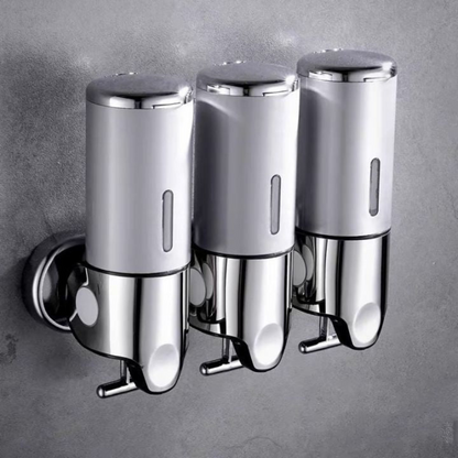 Wall Mounted Liquid Dispenser with 3 Separate Chambers and Push Button Control