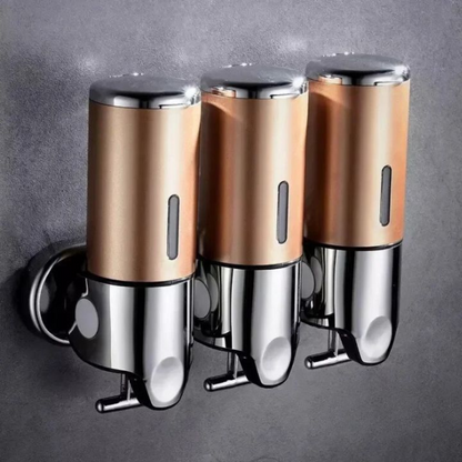 Wall Mounted Liquid Dispenser with 3 Separate Chambers and Push Button Control