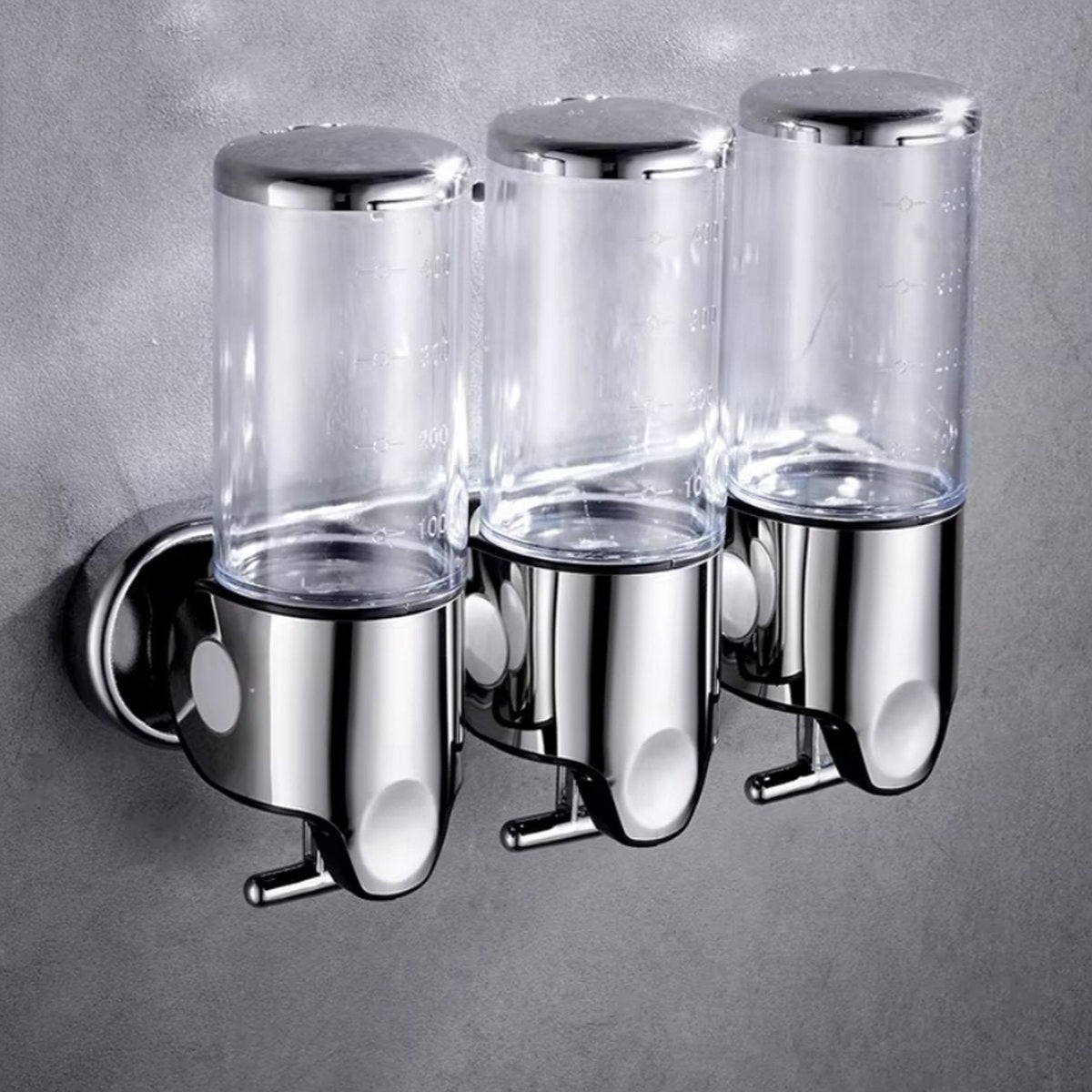 Wall Mounted Liquid Dispenser with 3 Separate Chambers and Push Button Control