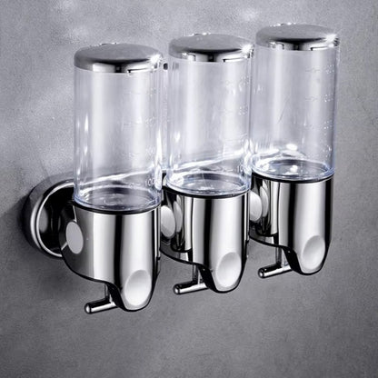 Wall Mounted Liquid Dispenser with 3 Separate Chambers and Push Button Control