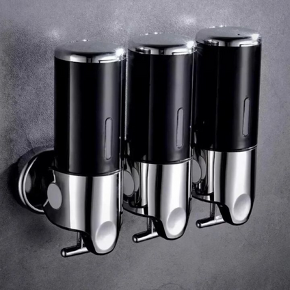 Wall Mounted Liquid Dispenser with 3 Separate Chambers and Push Button Control