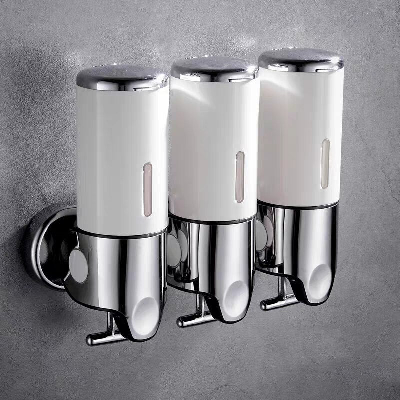 Wall Mounted Liquid Dispenser with 3 Separate Chambers and Push Button Control