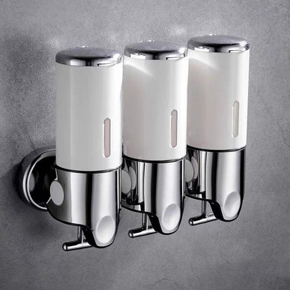 Wall Mounted Liquid Dispenser with 3 Separate Chambers and Push Button Control