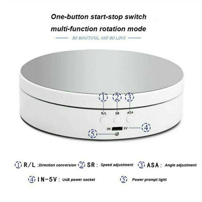 Motorized Turntable for Product Photography with Variable Speed Control and Angle Settings