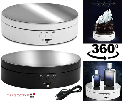 Motorized Turntable for Product Photography with Variable Speed Control and Angle Settings