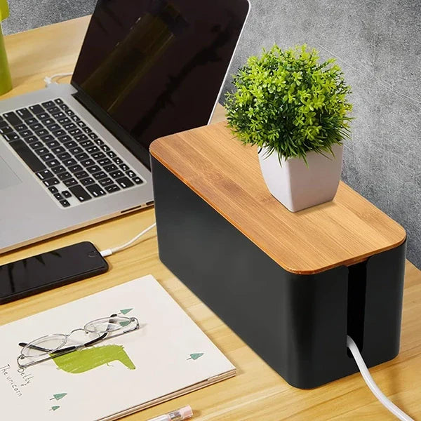 Cable Organizer Box with Dual Side Openings and Secure Lid, 3 Sizes