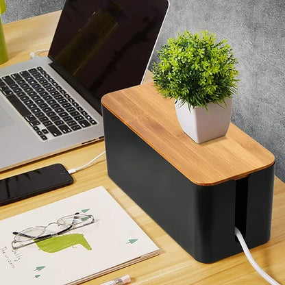 Cable Organizer Box with Dual Side Openings and Secure Lid, 3 Sizes