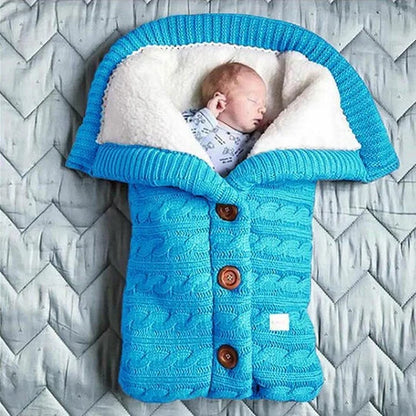 Fleece Lined Baby Blanket with Knitted Linen Shell and Wind Resistance, 28x16 Inches