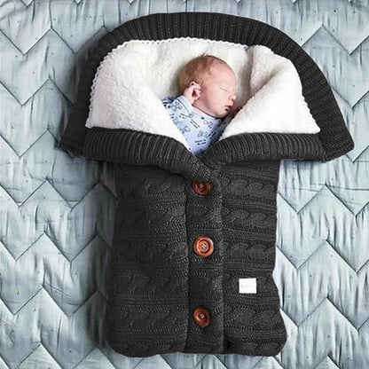 Fleece Lined Baby Blanket with Knitted Linen Shell and Wind Resistance, 28x16 Inches