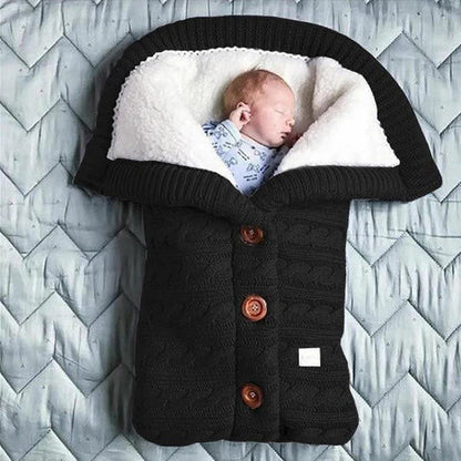 Fleece Lined Baby Blanket with Knitted Linen Shell and Wind Resistance, 28x16 Inches