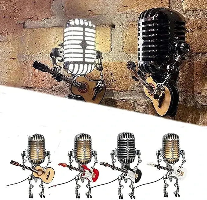 Retro Microphone Lamp with Articulated Joints and Robot Accent, LED Compatible All Vera Mart