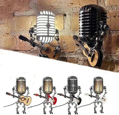 Retro Microphone Lamp with Articulated Joints and Robot Accent, LED Compatible All Vera Mart