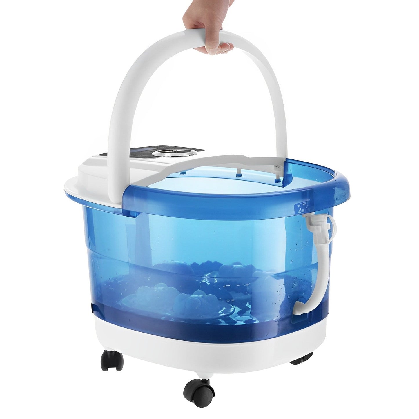 Heated Foot Spa Massager with Motorized Rollers and Bubble Massage, Vibration Function