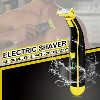 Rechargeable Electric Trimmer with Double-Edged Steel Blades and Arc-Shaped Head, Wet and Dry