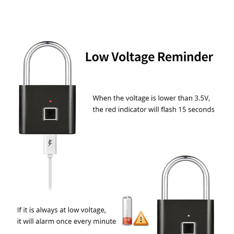 Smart Fingerprint Padlock with App Tracking and Multi-User Access, Outdoor Rated