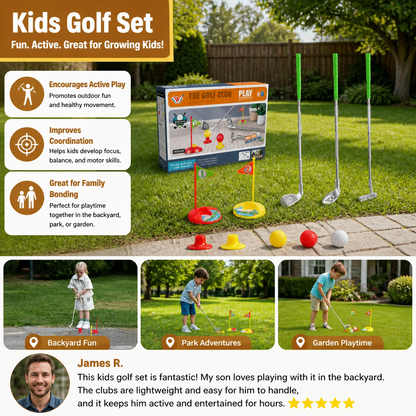 Adjustable Children's Golf Set with Target Flags and Practice Balls