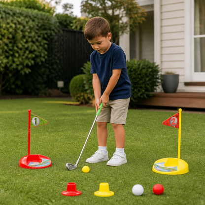Adjustable Children's Golf Set with Target Flags and Practice Balls