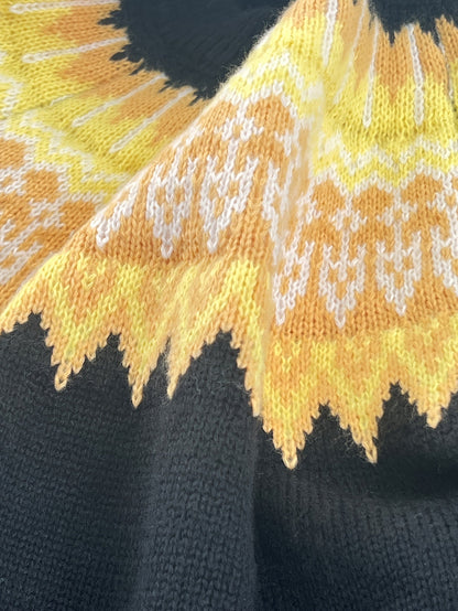 Womens Chunky Jacquard Round Neck Sweater with a Nature Inspired Pattern in Eight Colors