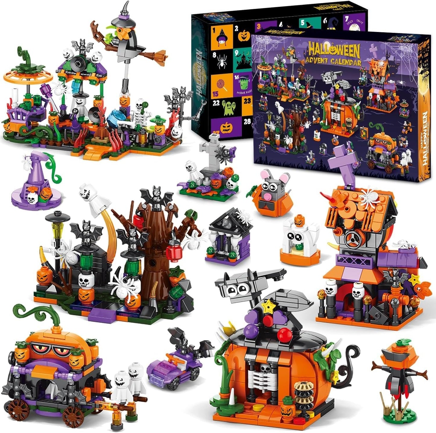 Halloween Building Block Countdown Calendar with 31 Daily Builds and 5 Character Figures