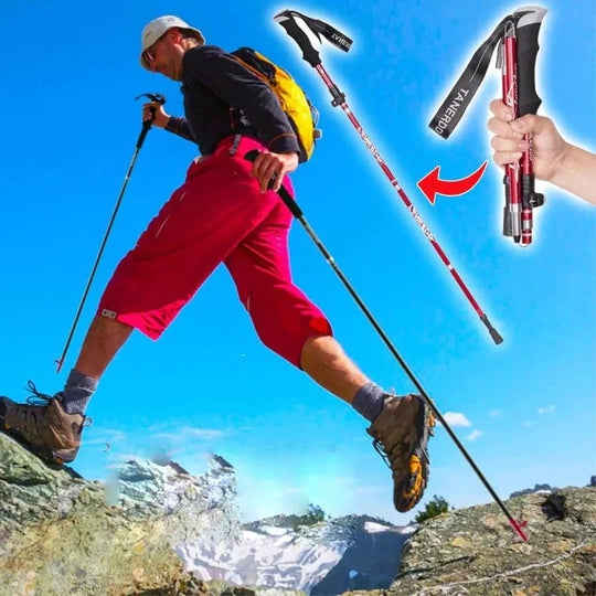 Telescopic Trekking Pole with Foldable Design and Height Adjustment