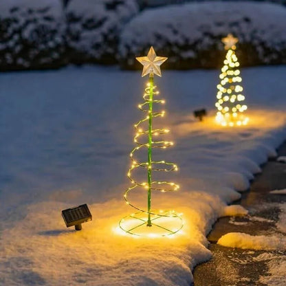 Solar Powered Metal Christmas Tree Light with 50 LEDs, Three Lighting Modes and Warm or Multicolor Glow