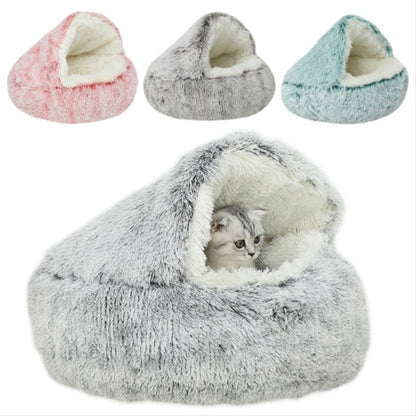 Plush Pet Bed with Raised Edge Support and Machine Washable Cover