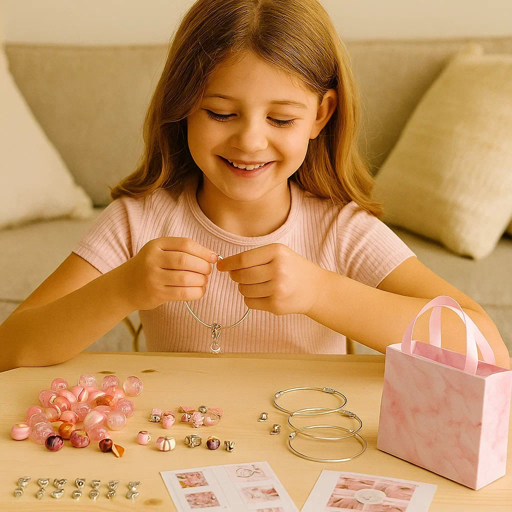 Bead Jewelry Crafting Kit with Elastic String and Metal Clasps