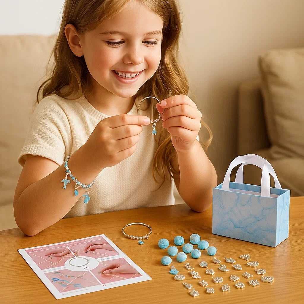 Bead Jewelry Crafting Kit with Elastic String and Metal Clasps