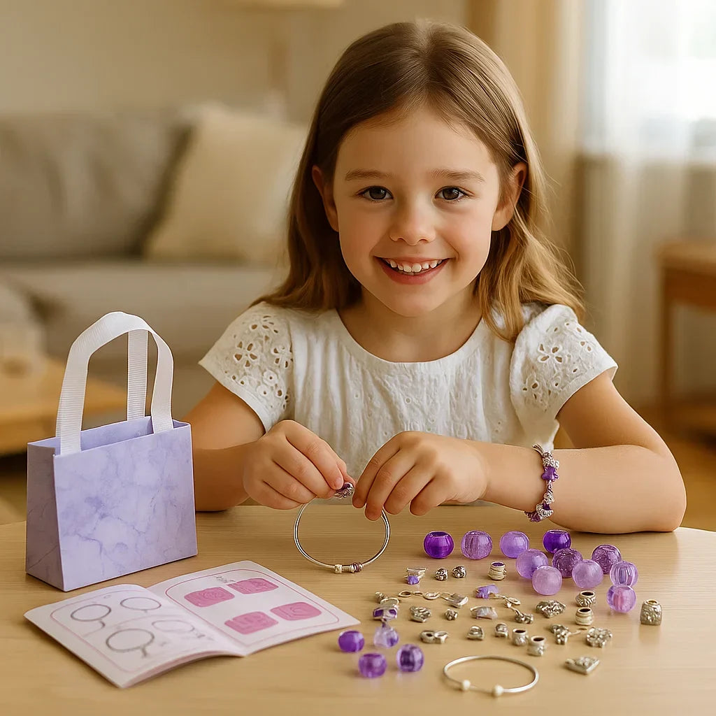 Bead Jewelry Crafting Kit with Elastic String and Metal Clasps