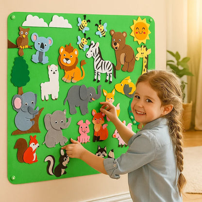 Felt Board Set with Animal Figures and Nature Shapes for Kids