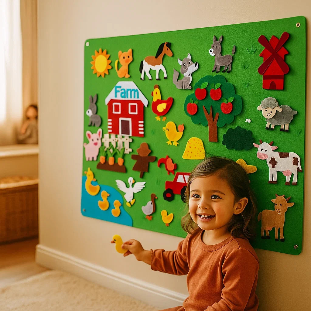 Felt Board Set with Animal Figures and Nature Shapes for Kids