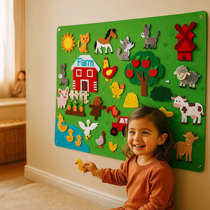 Felt Board Set with Animal Figures and Nature Shapes for Kids