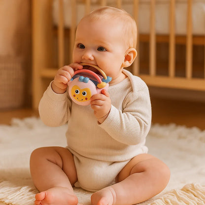 Textured Teething Ball with Movable Rings and Bright Colors
