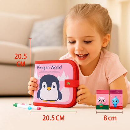 Reusable Drawing Book with Wipeable Pages for Kids