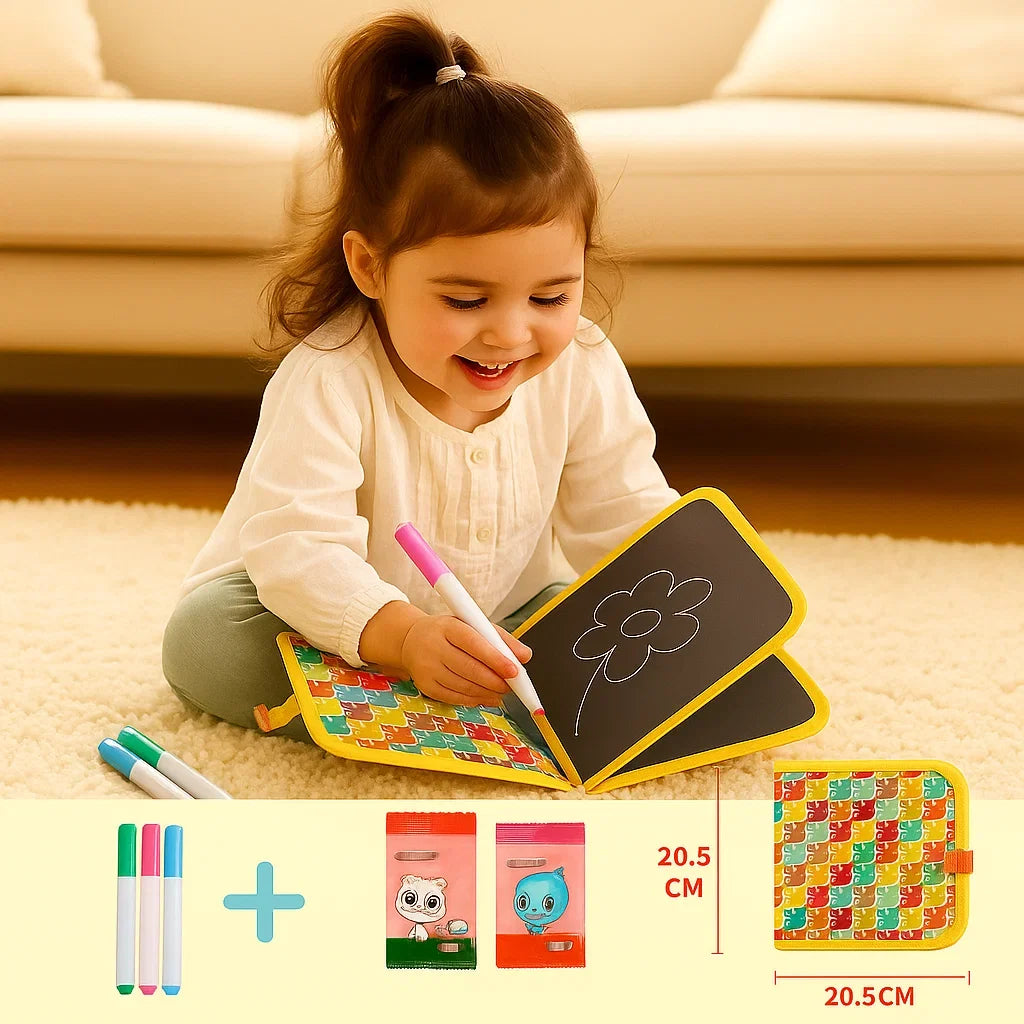 Reusable Drawing Book with Wipeable Pages for Kids